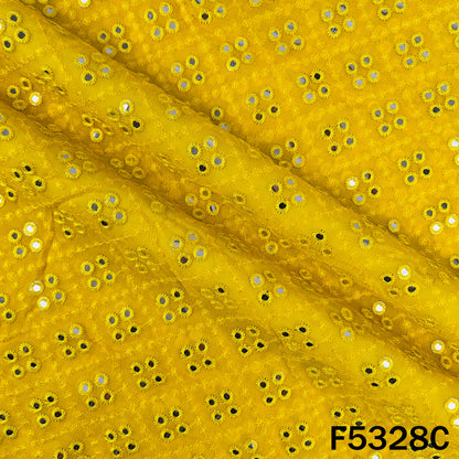 Thread Embroidered Mirror Wok Georgette Fabric - F5328
