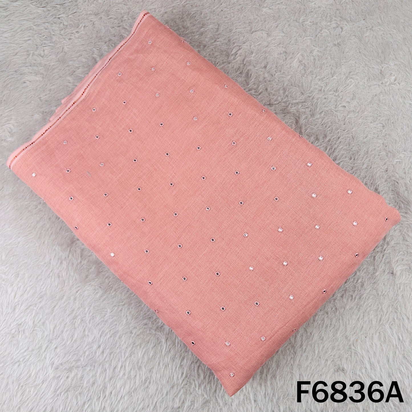 Thread Sequins Work Linen Fabric - F6836