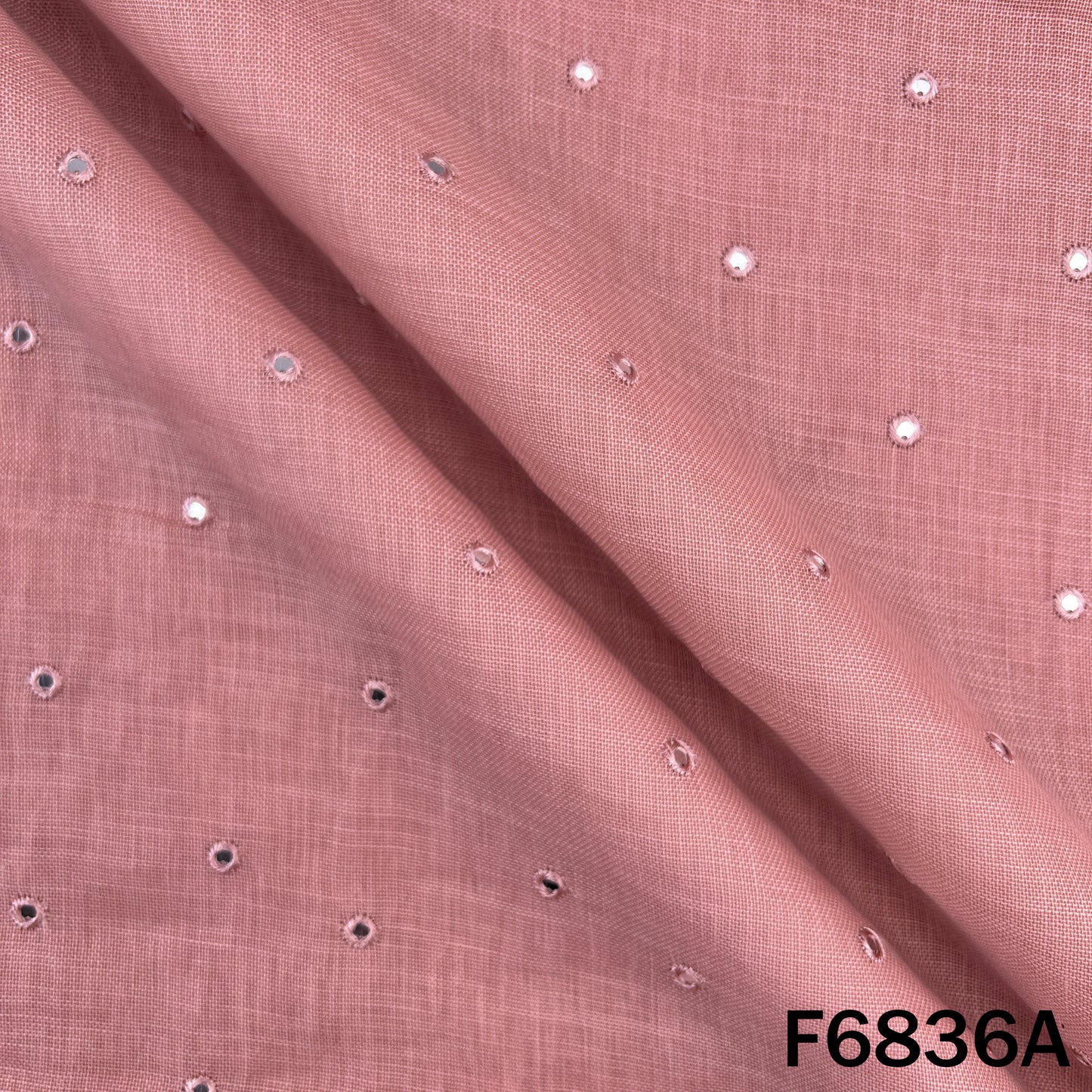 Thread Sequins Work Linen Fabric - F6836