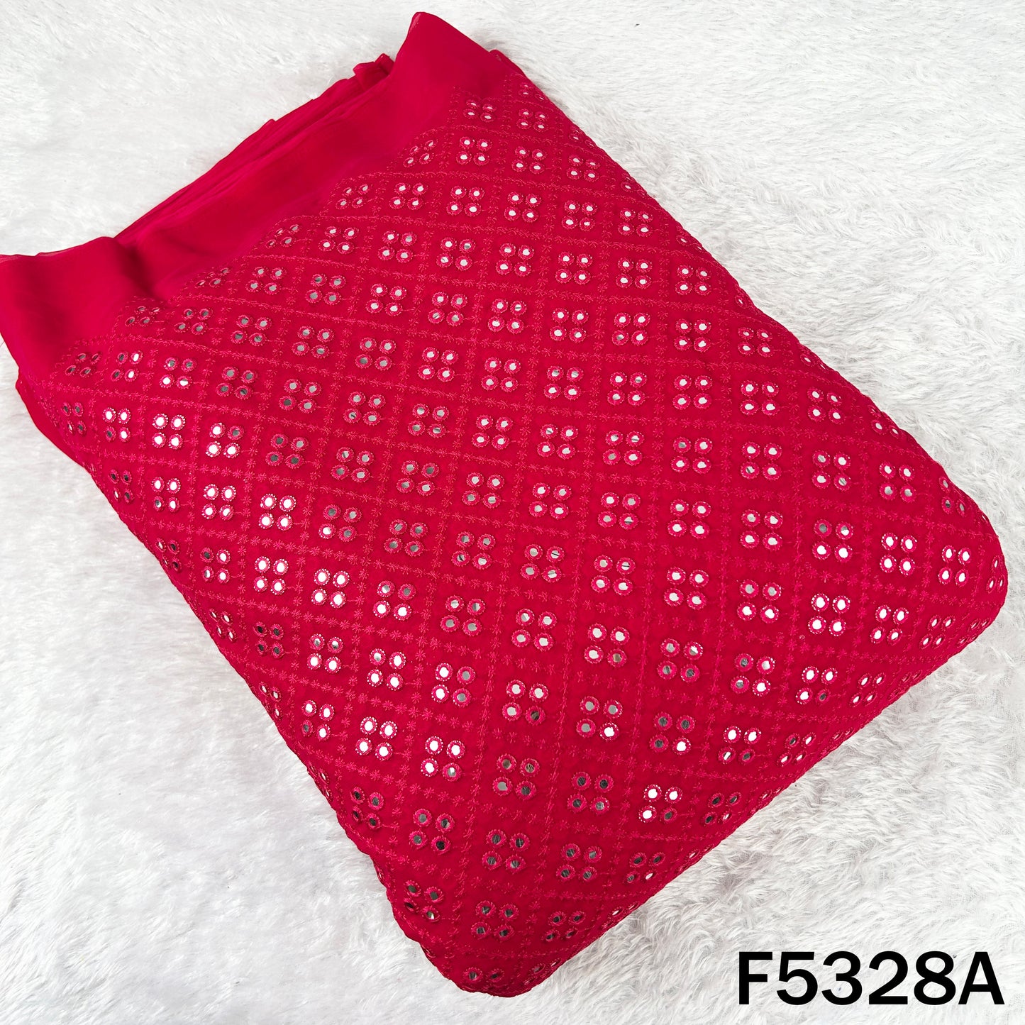 Thread Embroidered Mirror Wok Georgette Fabric - F5328