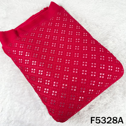 Thread Embroidered Mirror Wok Georgette Fabric - F5328