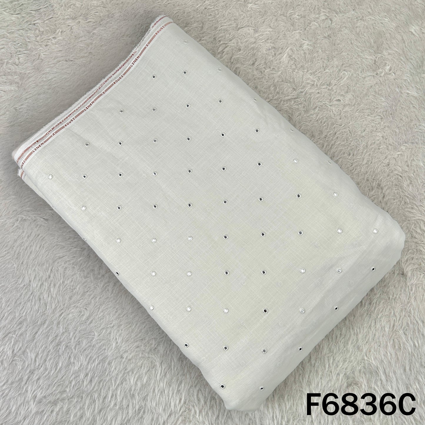 Thread Sequins Work Linen Fabric - F6836