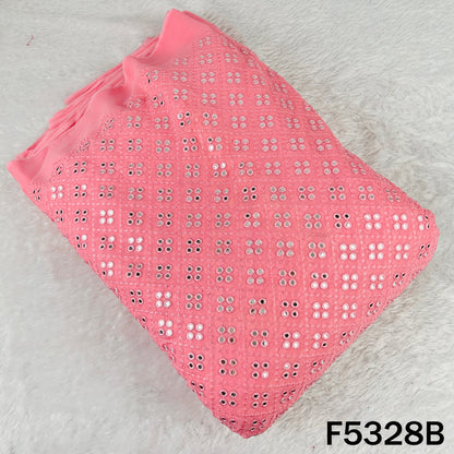 Thread Embroidered Mirror Wok Georgette Fabric - F5328