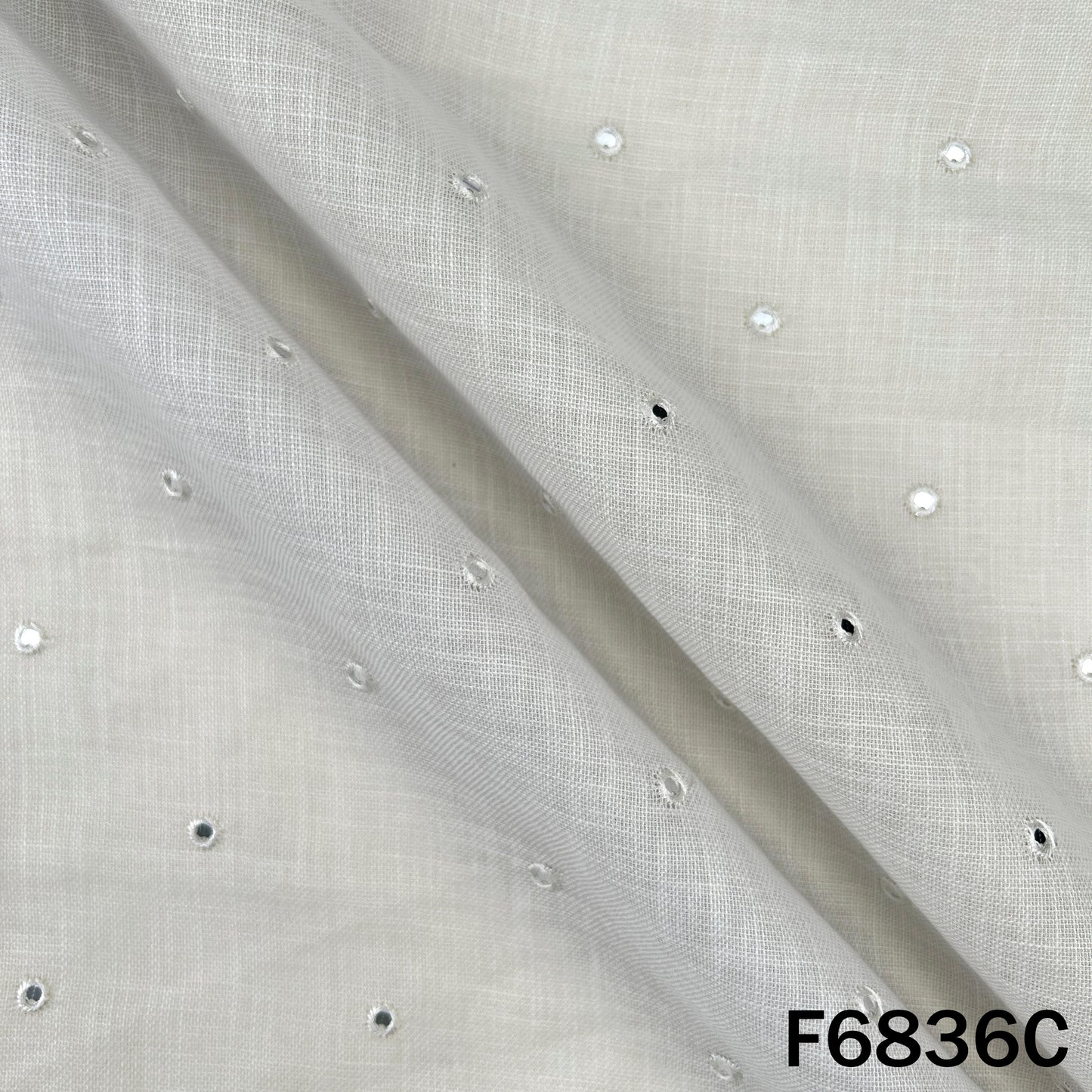 Thread Sequins Work Linen Fabric - F6836