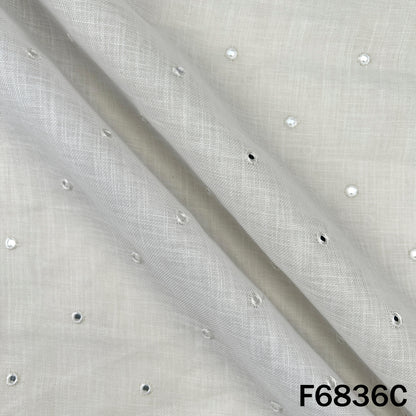 Thread Sequins Work Linen Fabric - F6836
