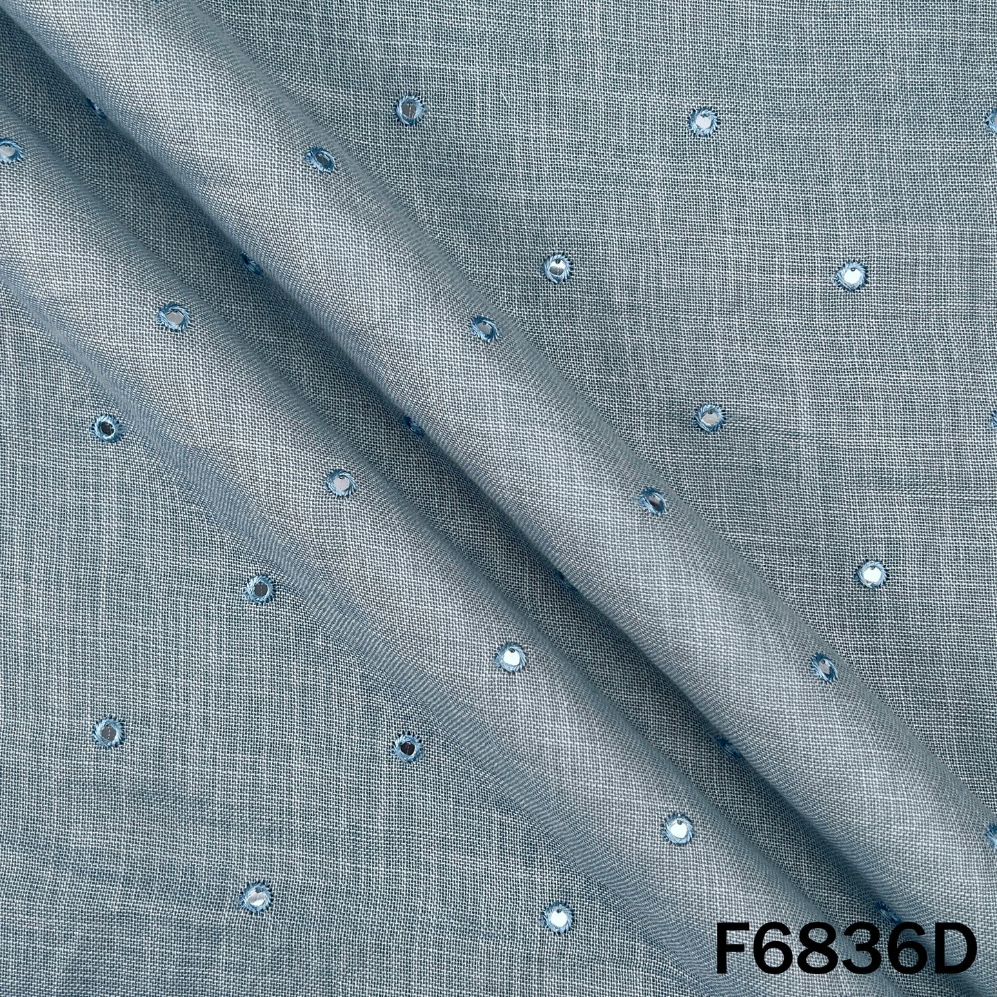 Thread Sequins Work Linen Fabric - F6836