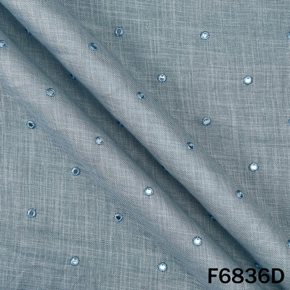 Thread Sequins Work Linen Fabric - F6836