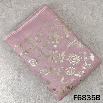 Zari Sequins Thread Embroidered Linen Fabric - F6835