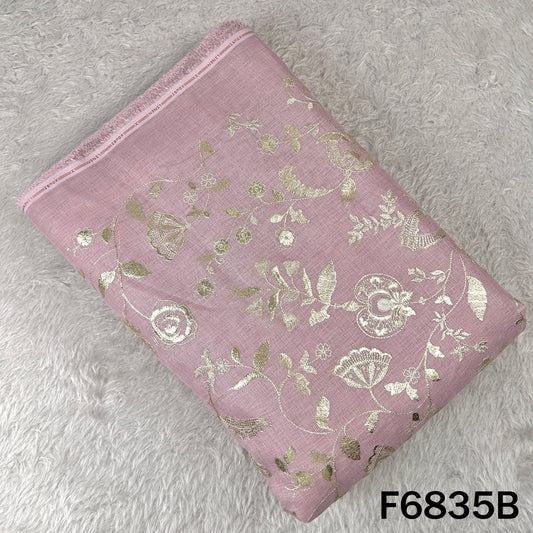 Zari Sequins Thread Embroidered Linen Fabric - F6835