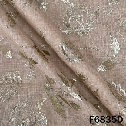 Zari Sequins Thread Embroidered Linen Fabric - F6835