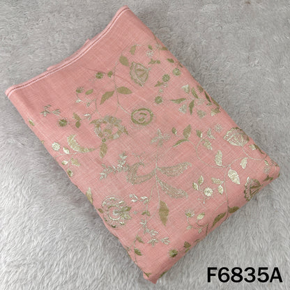 Zari Sequins Thread Embroidered Linen Fabric - F6835