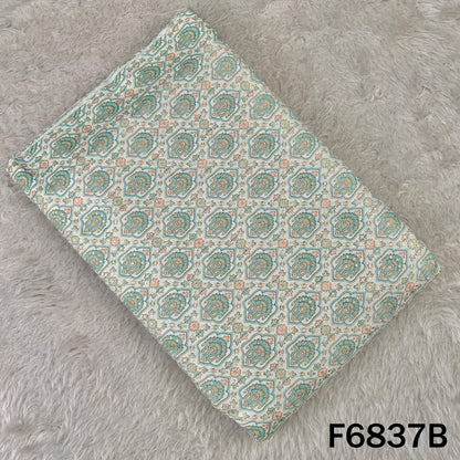 Thread Sequins Embroidered Positional Print Linen Fabric - F6837