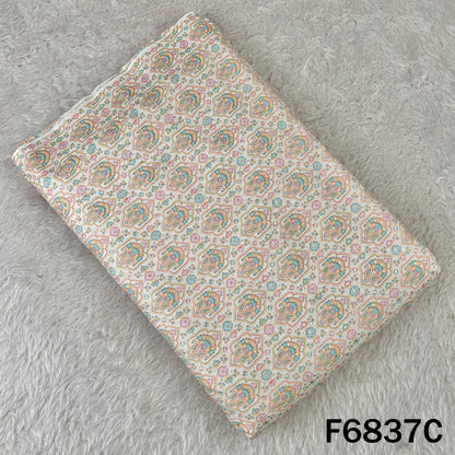 Thread Sequins Embroidered Positional Print Linen Fabric - F6837