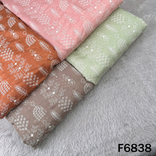 Thread Embroidered Mul Chanderi Fabric - F6838