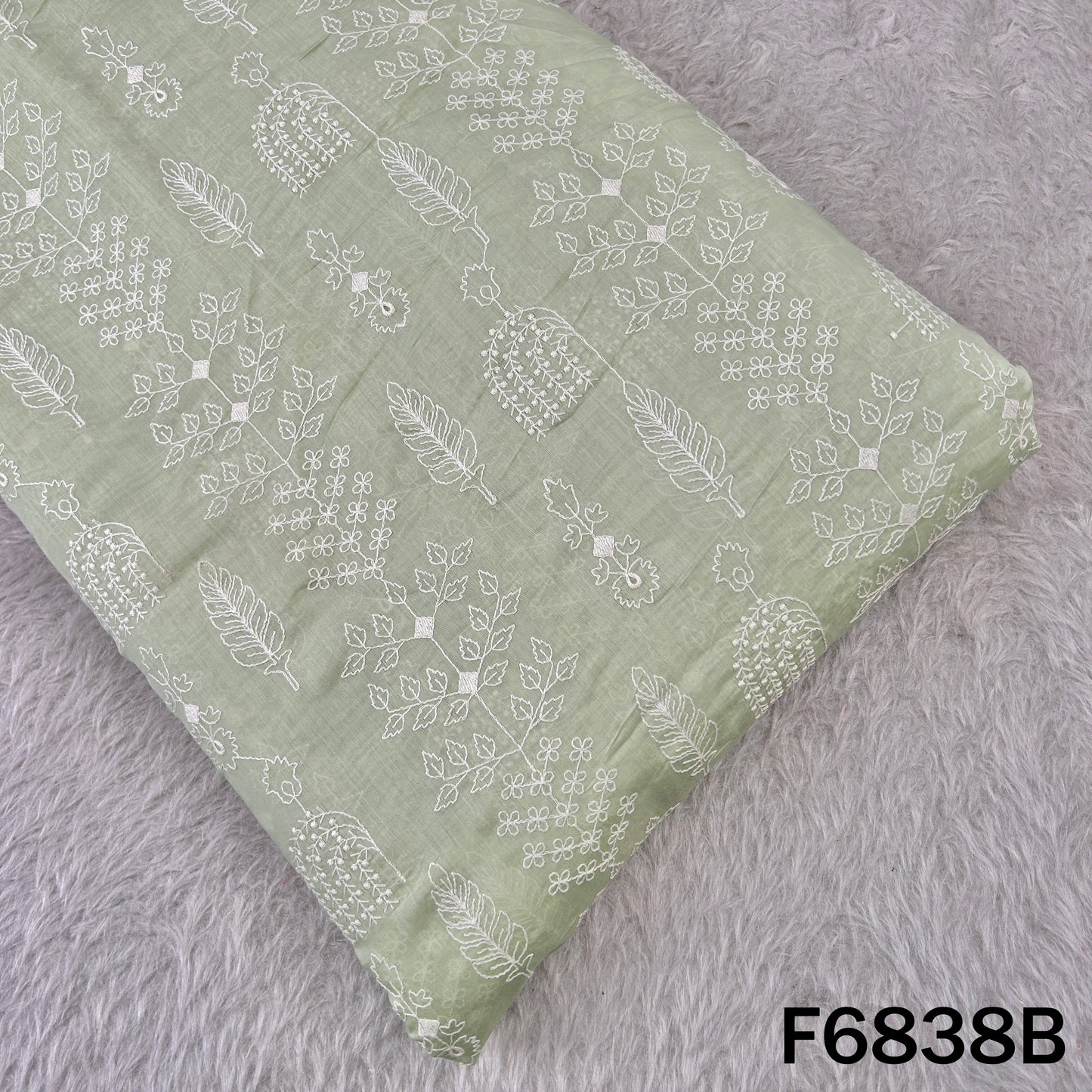 Thread Embroidered Mul Chanderi Fabric - F6838