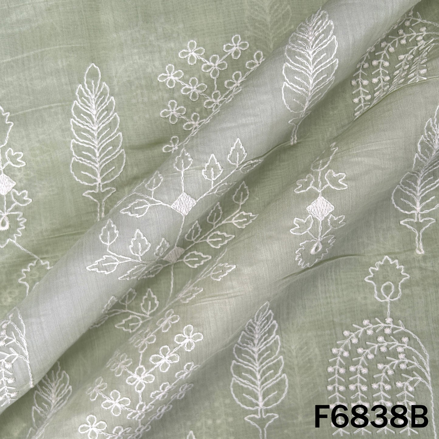 Thread Embroidered Mul Chanderi Fabric - F6838