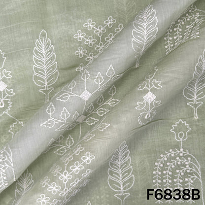 Thread Embroidered Mul Chanderi Fabric - F6838