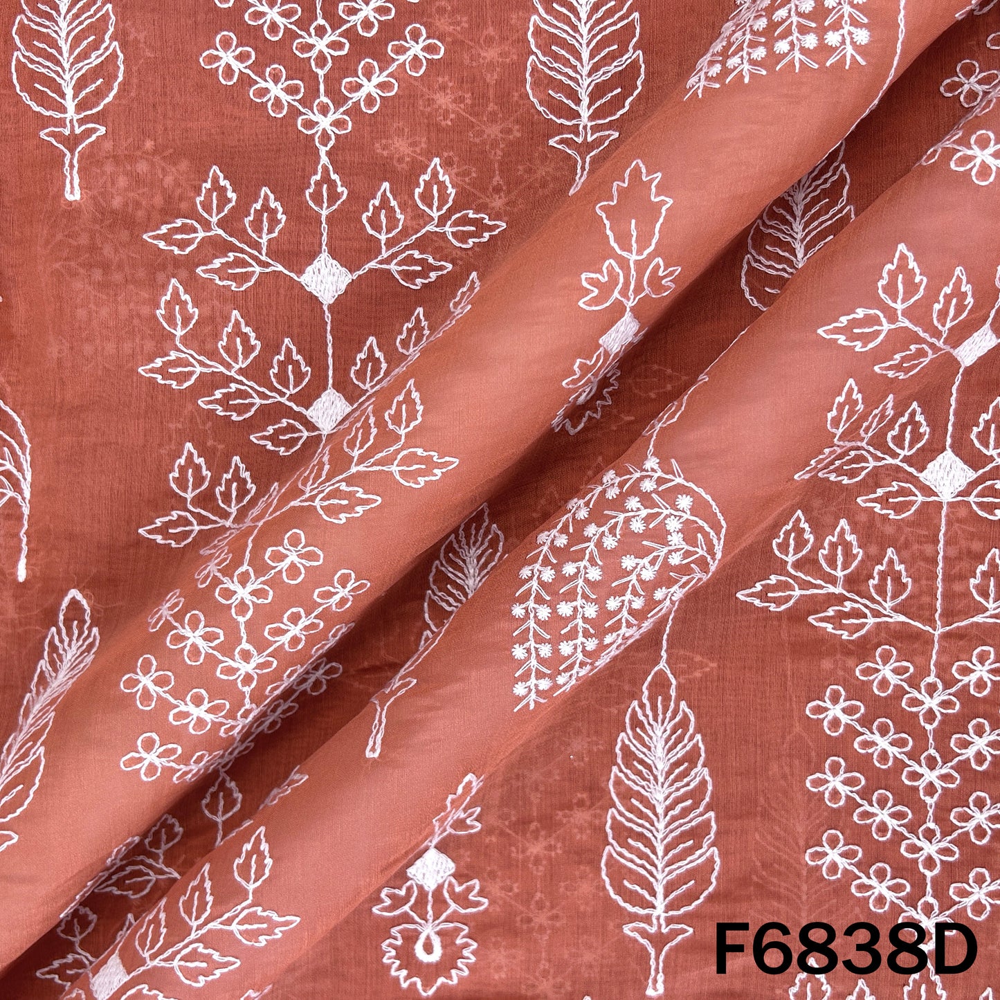 Thread Embroidered Mul Chanderi Fabric - F6838