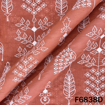 Thread Embroidered Mul Chanderi Fabric - F6838