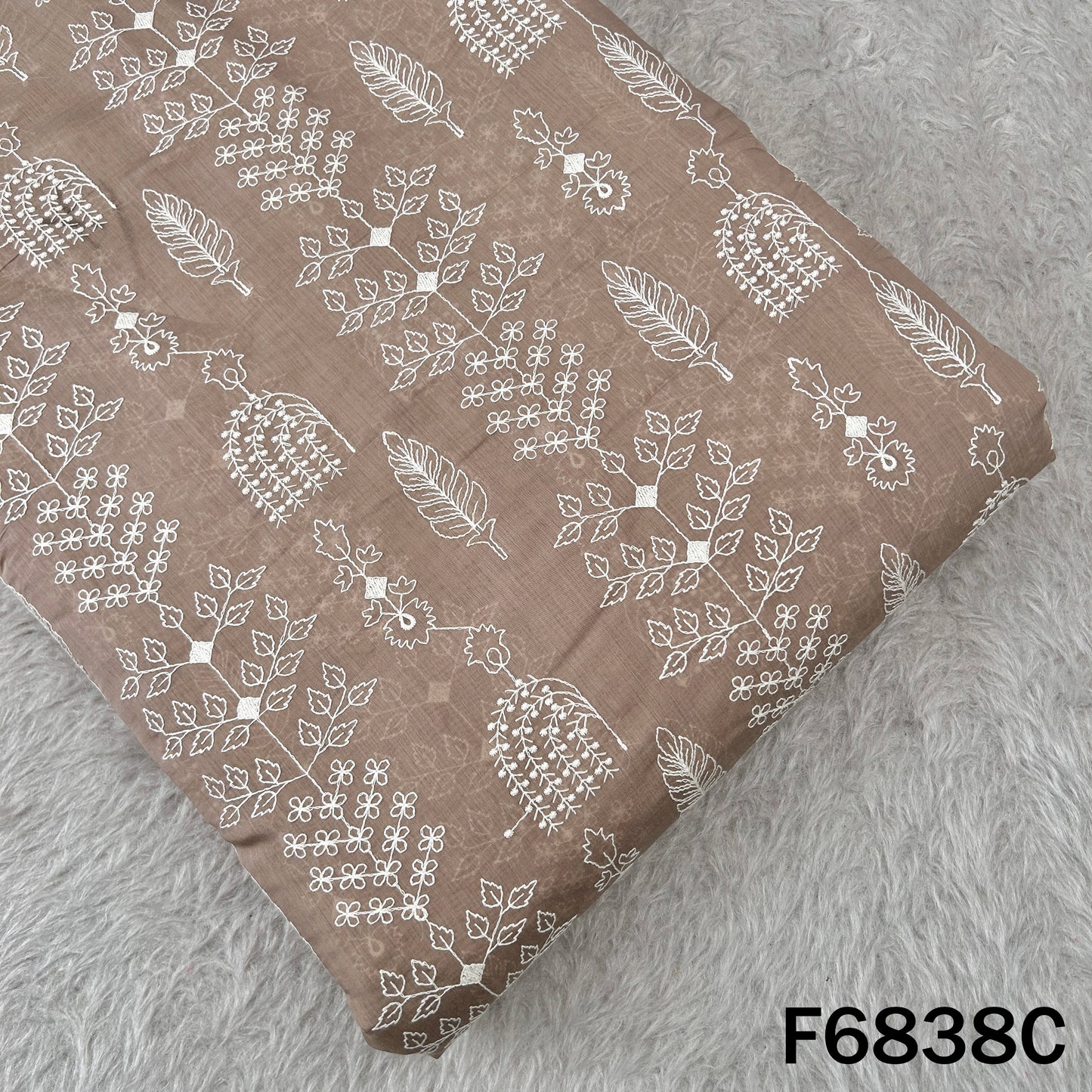 Thread Embroidered Mul Chanderi Fabric - F6838