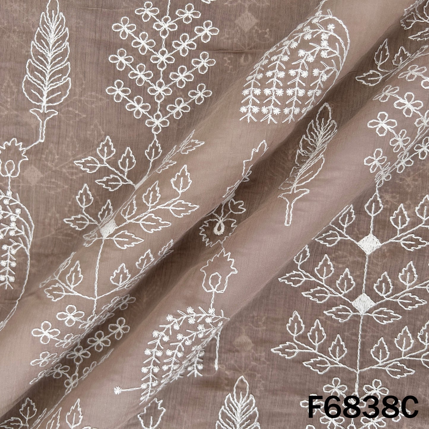 Thread Embroidered Mul Chanderi Fabric - F6838