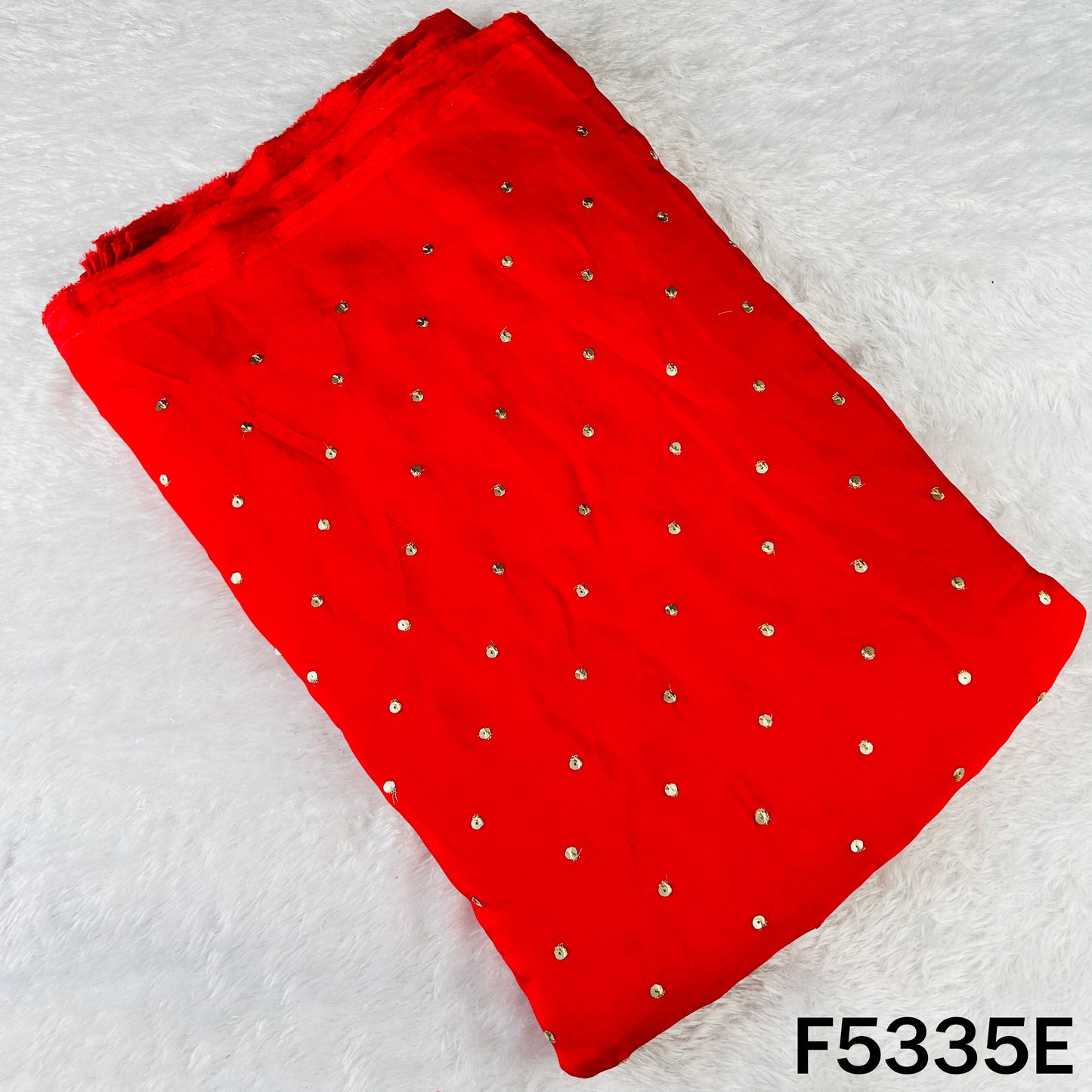 Zari Sequins Work Chinnon Chiffon Fabric - F5335