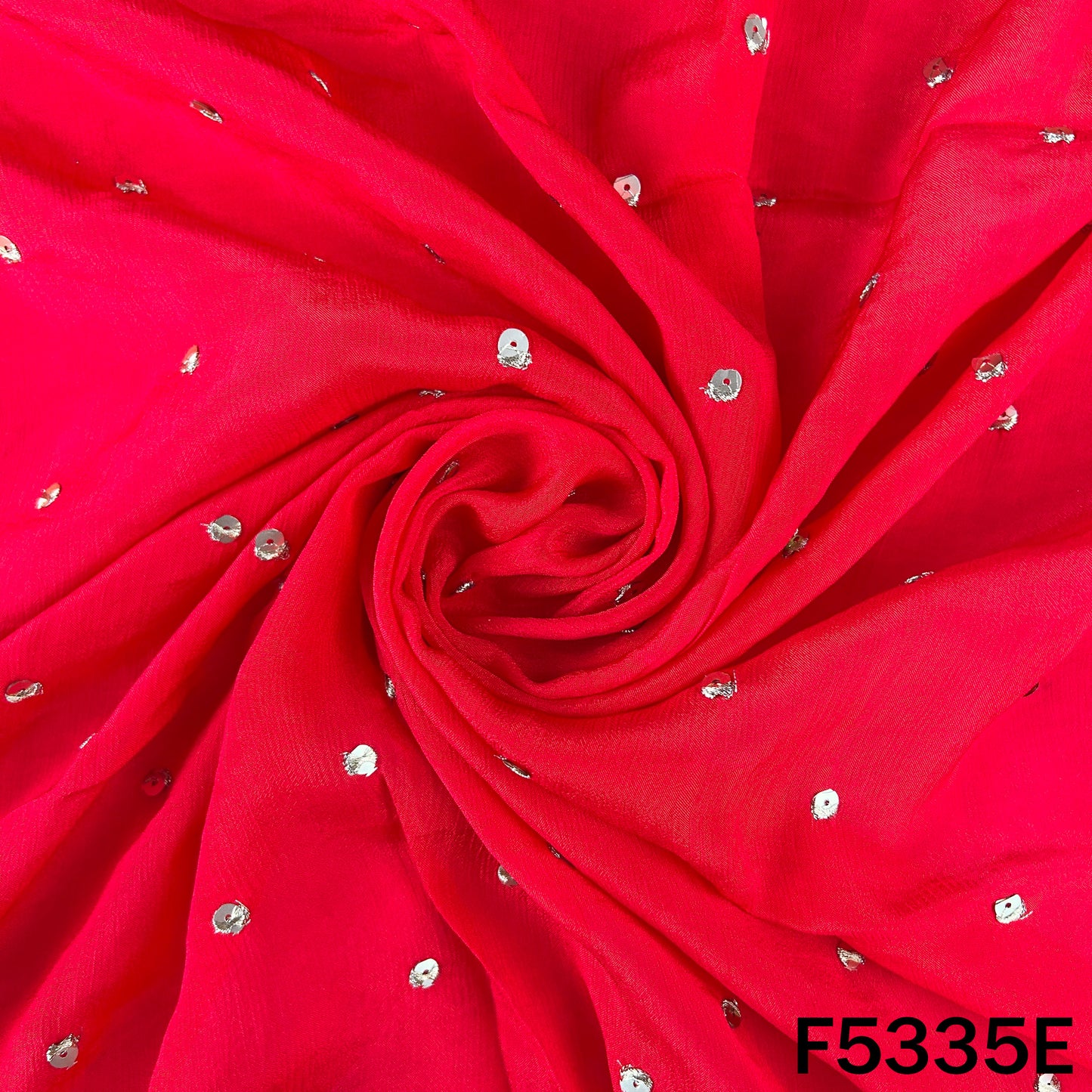 Zari Sequins Work Chinnon Chiffon Fabric - F5335