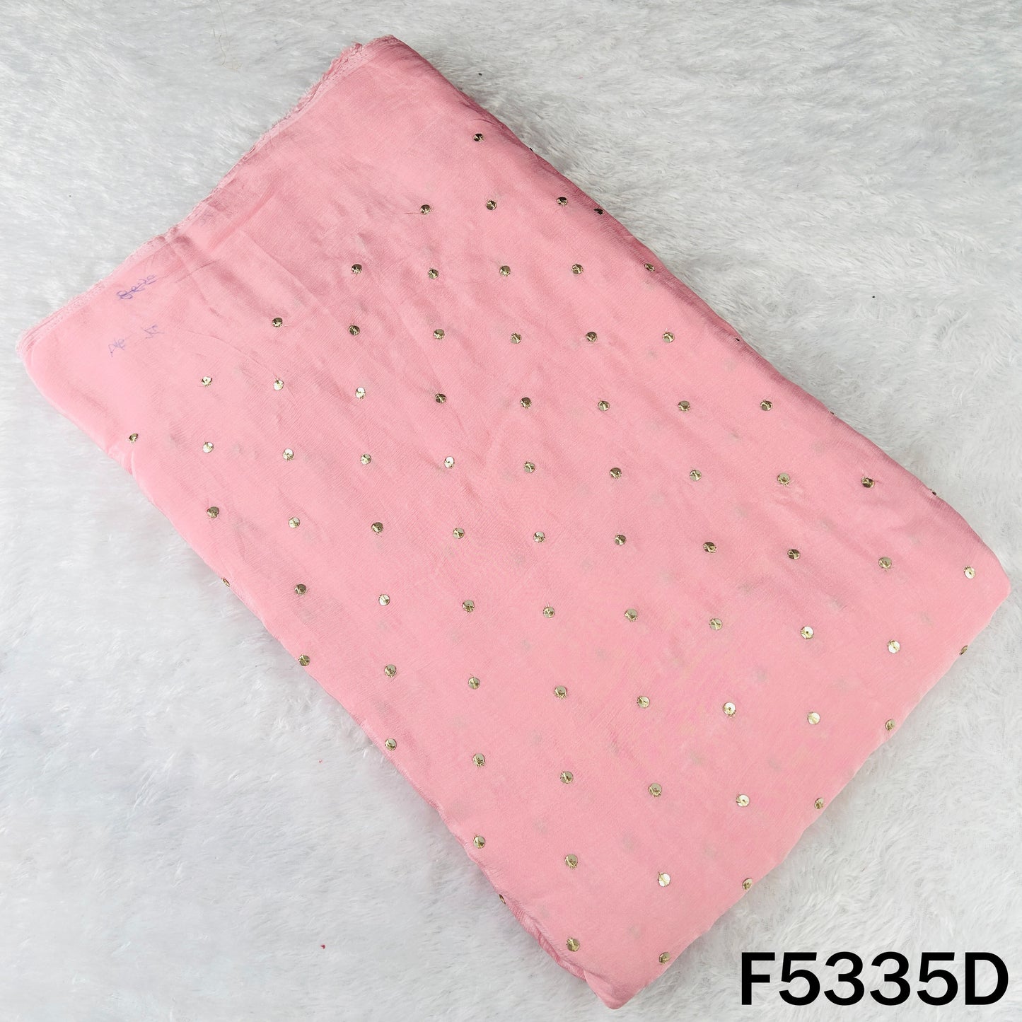 Zari Sequins Work Chinnon Chiffon Fabric - F5335