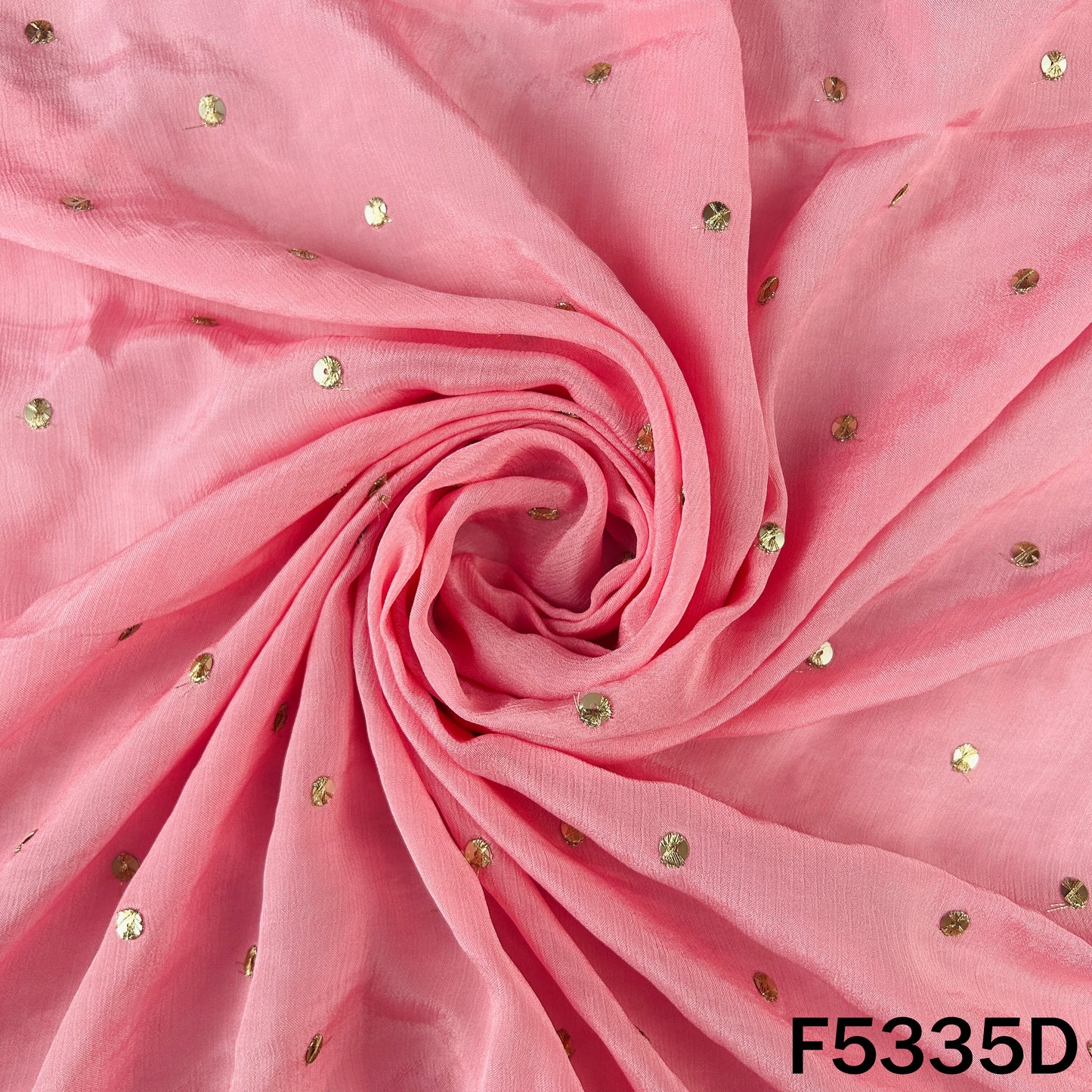 Zari Sequins Work Chinnon Chiffon Fabric - F5335