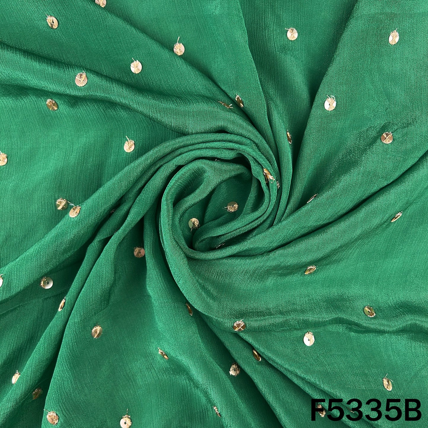 Zari Sequins Work Chinnon Chiffon Fabric - F5335