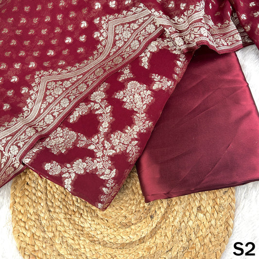 Zari Work Banarasi Georgette Unstiched Suit Fabric - S2