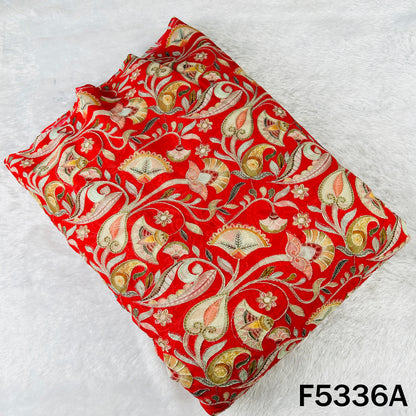 Digital Print Zari Embroidered Georgette Fabric - F5336