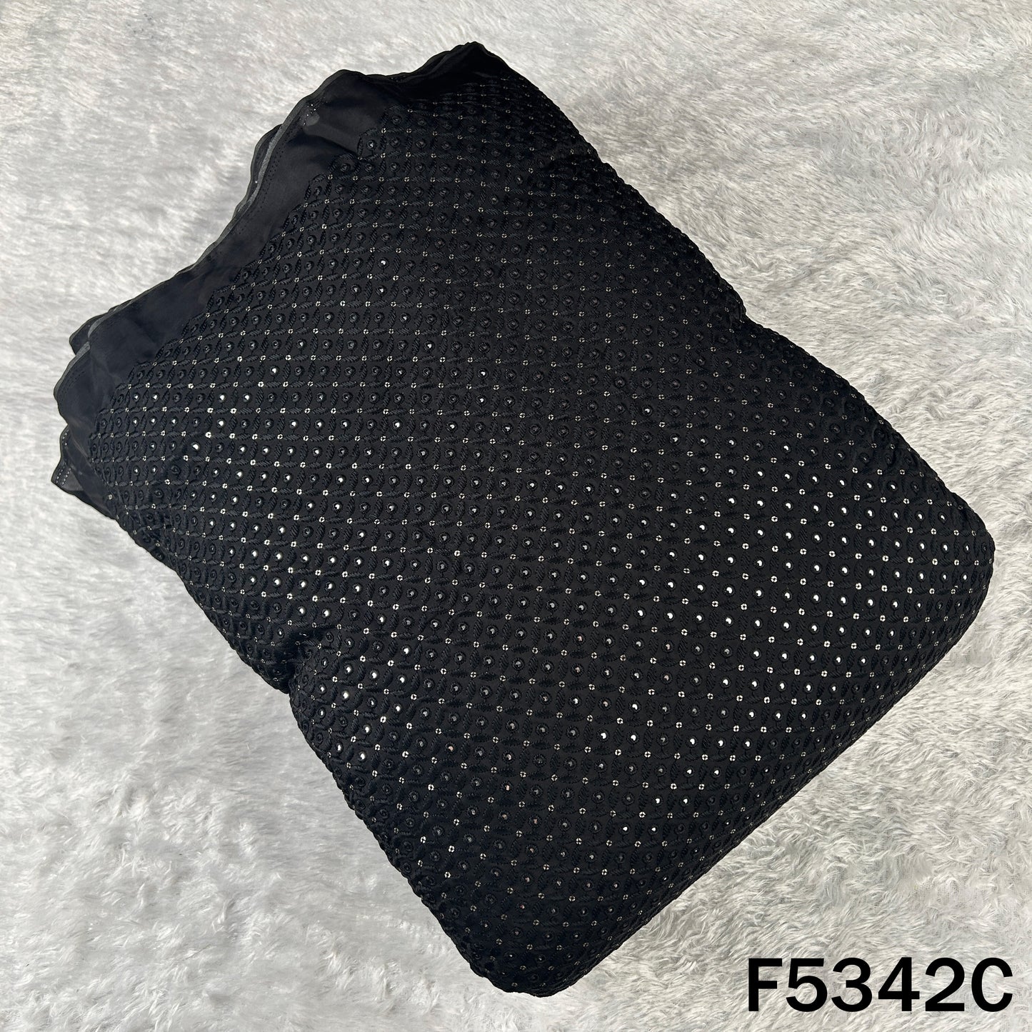 Thread Sequins Embroidered Upada Silk Fabric - F5342