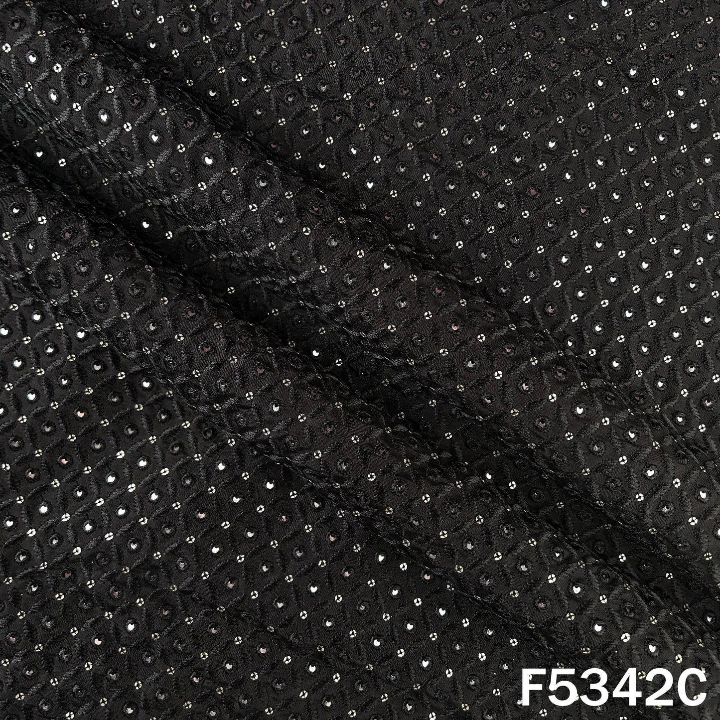 Thread Sequins Embroidered Upada Silk Fabric - F5342