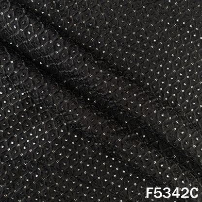 Thread Sequins Embroidered Upada Silk Fabric - F5342