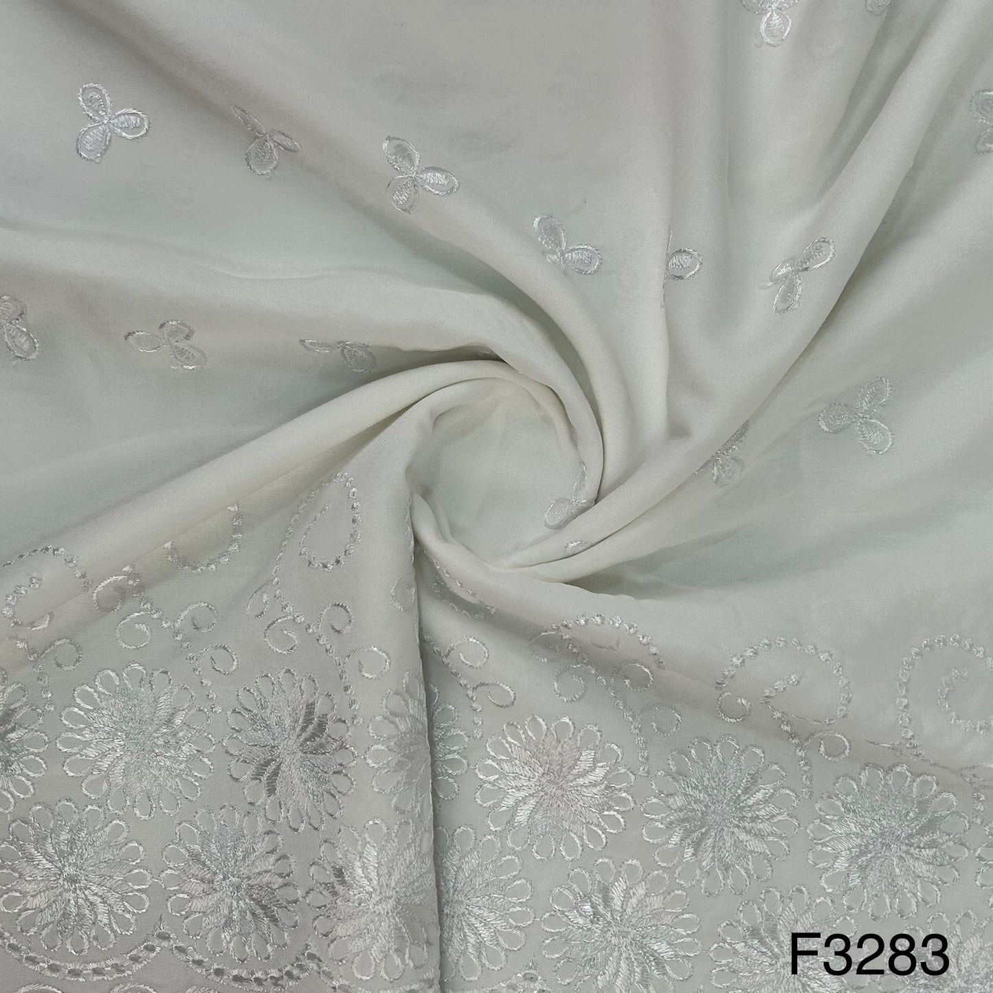 Thread Embroidered Rayon Fabric-F3283