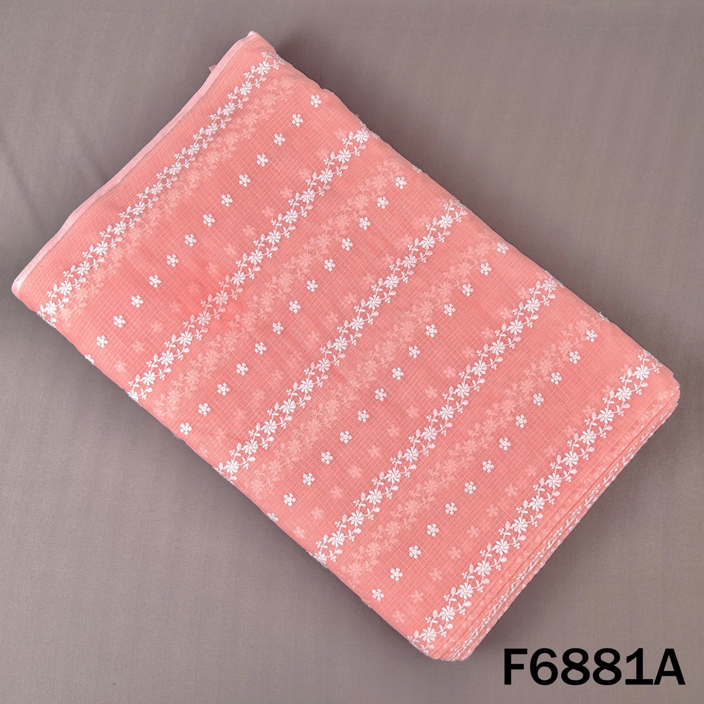 Thread Embroidered kota Cotton Fabric - F6881