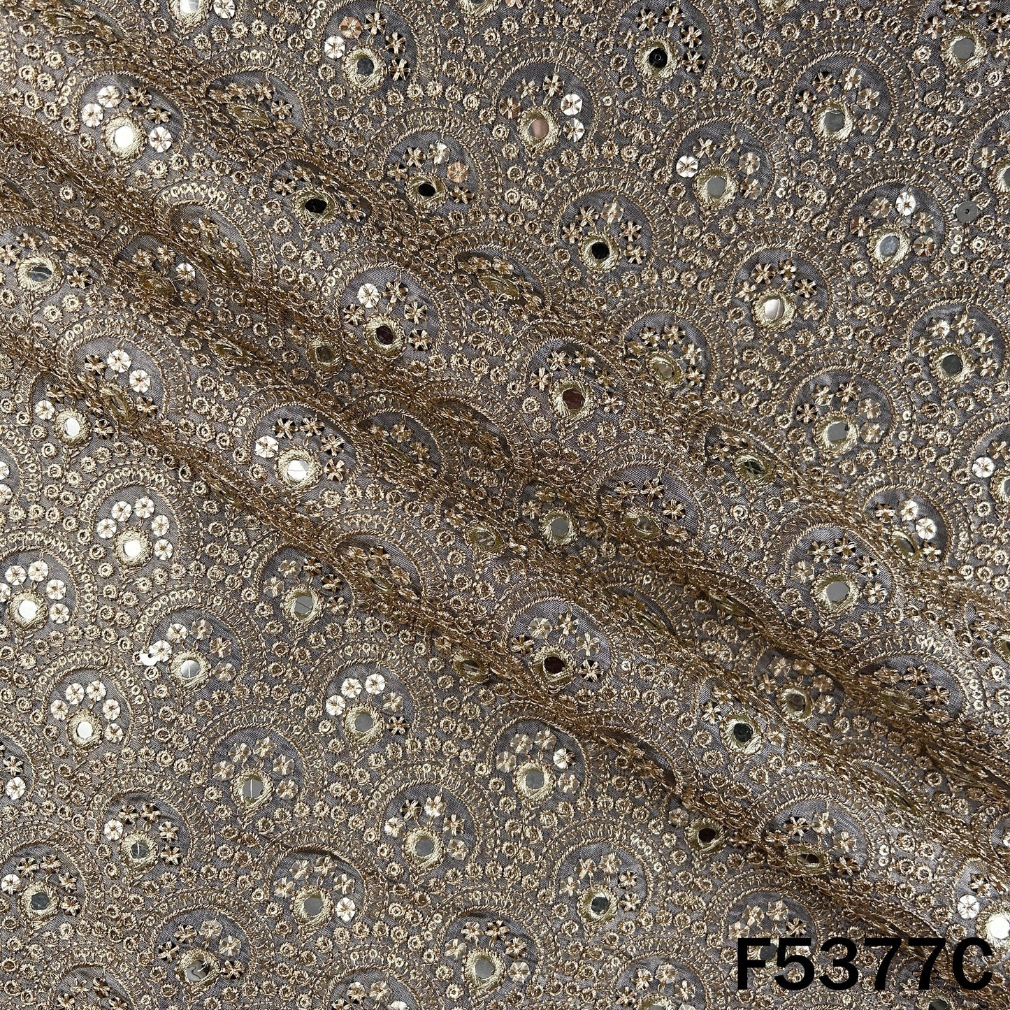 Zari Sequins Embroidered Shimmer Tissue Fabric - F5377