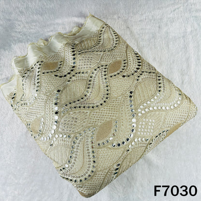 Dyeable Zari Sequins Faux Mirror Embroidered Shimmer Tissue Fabric - F7030