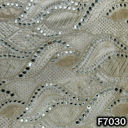Dyeable Zari Sequins Faux Mirror Embroidered Shimmer Tissue Fabric - F7030
