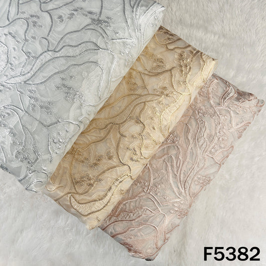 Self Embroidered Organza Fabric - F5382