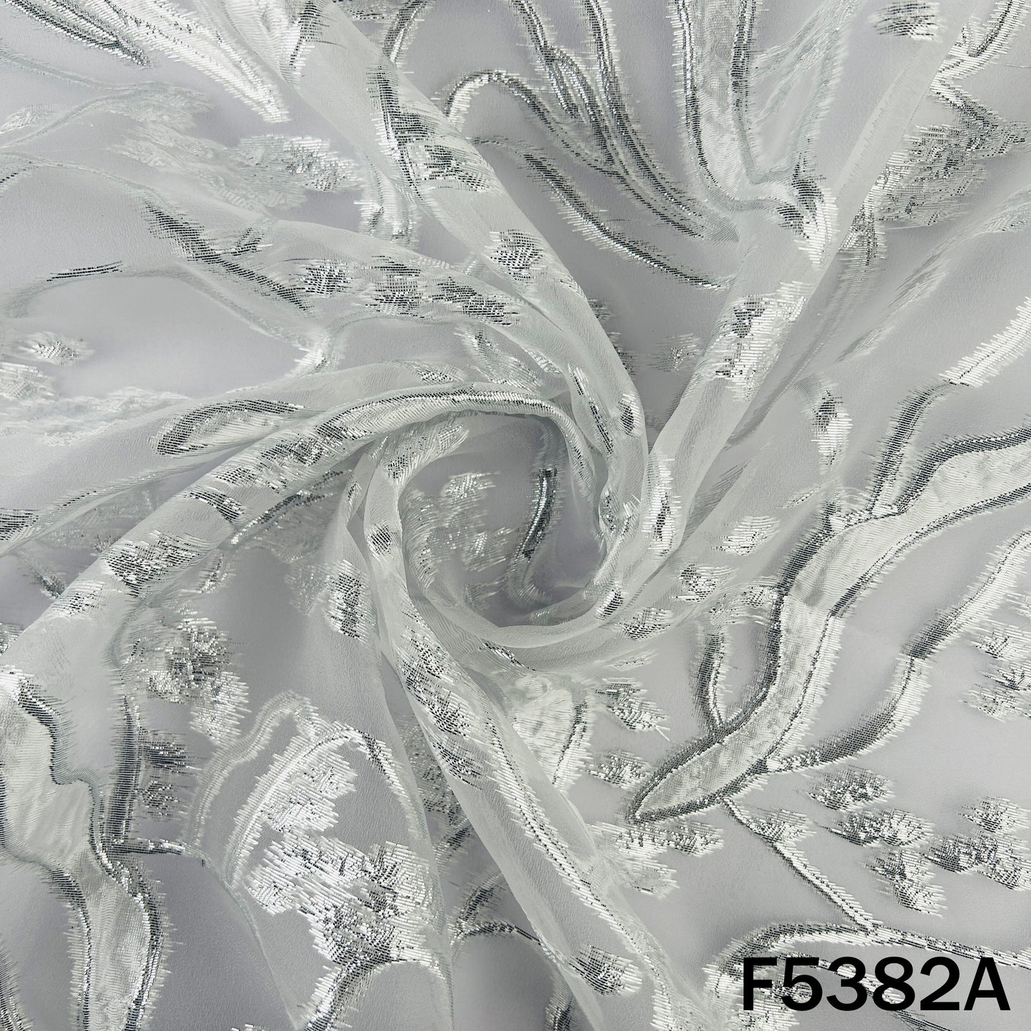 Self Embroidered Organza Fabric - F5382