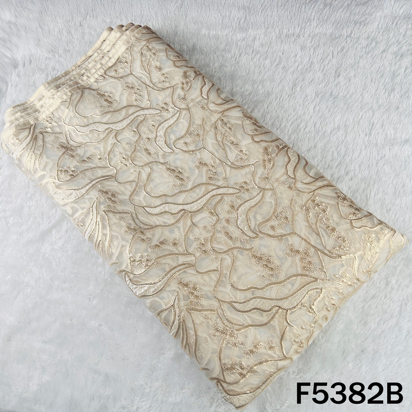 Self Embroidered Organza Fabric - F5382