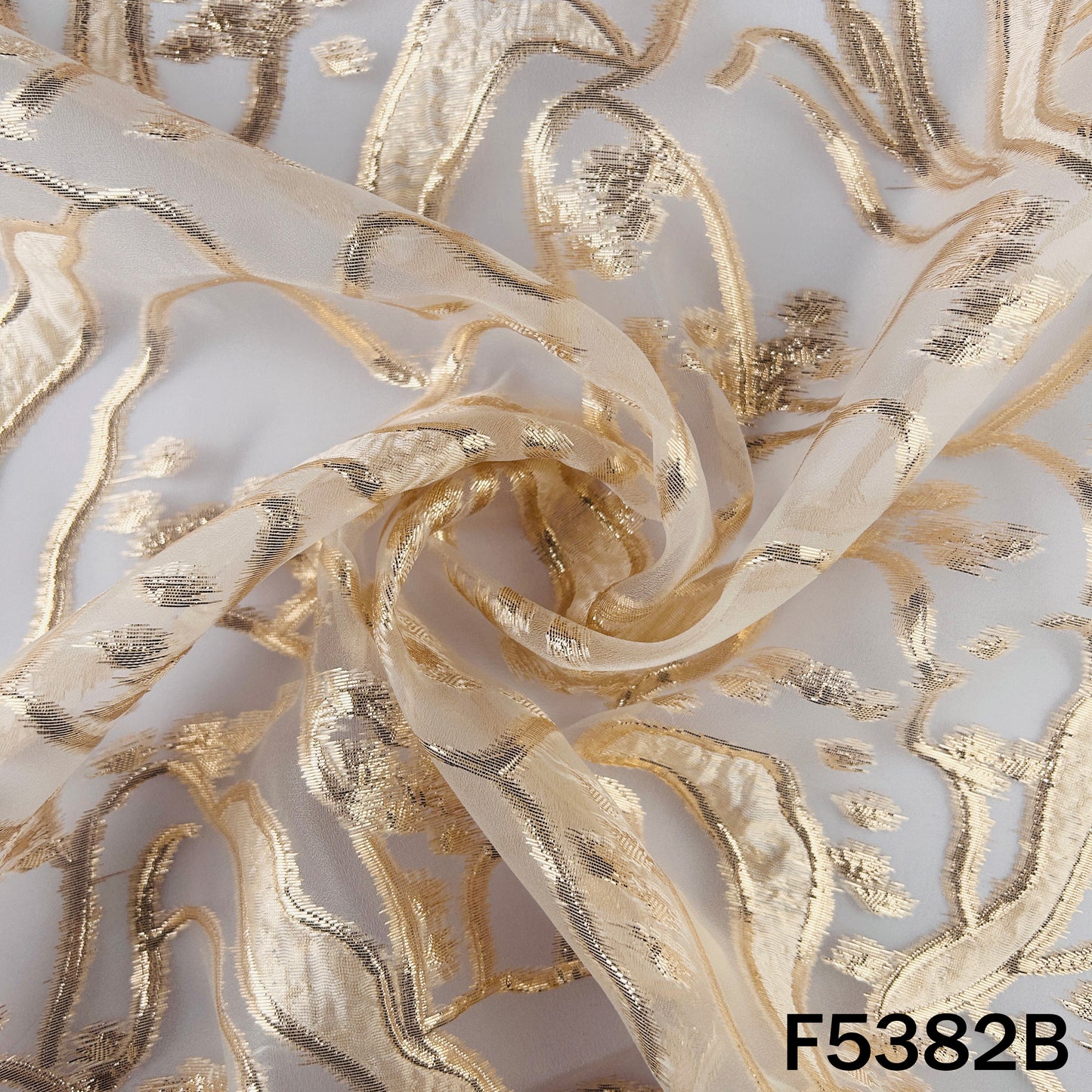 Self Embroidered Organza Fabric - F5382