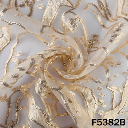 Self Embroidered Organza Fabric - F5382