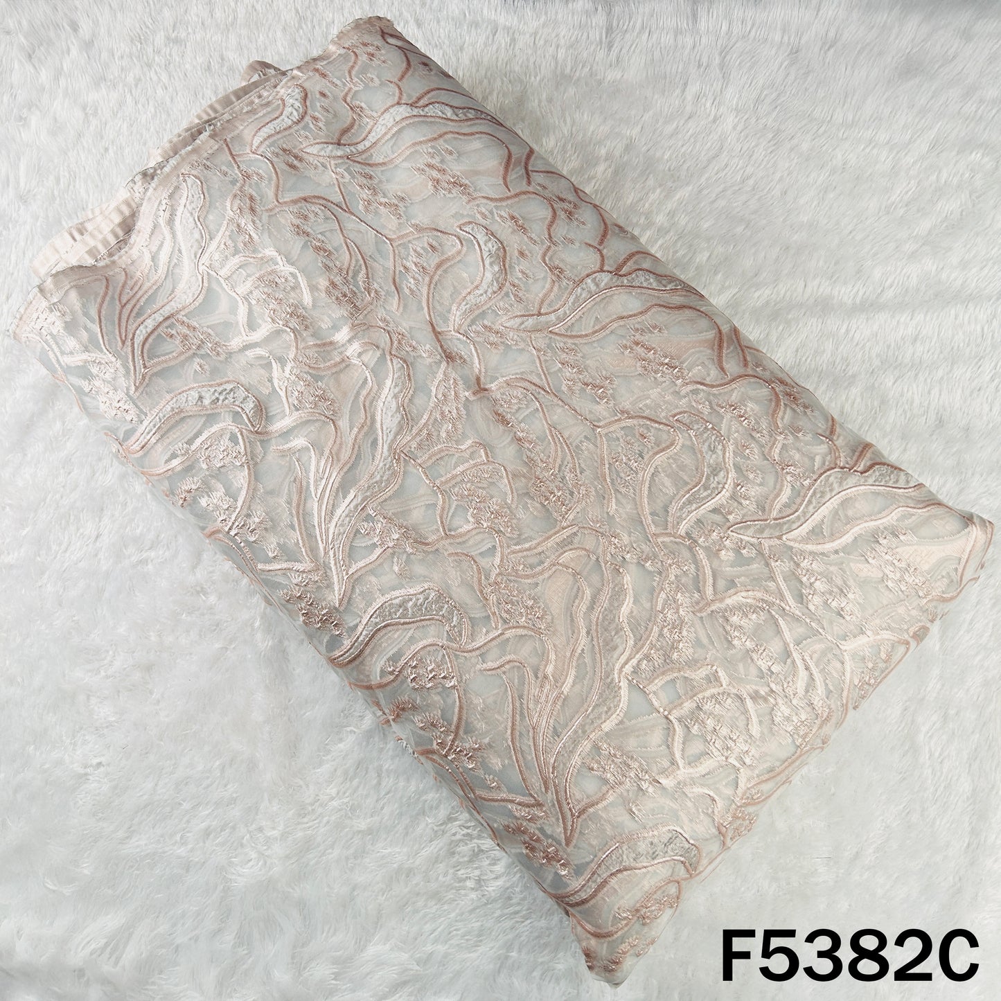Self Embroidered Organza Fabric - F5382