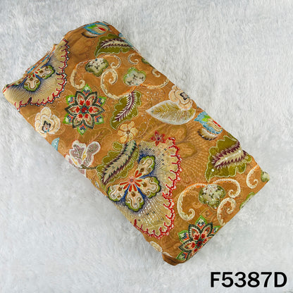 Positional Print Thread Sequins Embroidered Organza Fabric - F5387