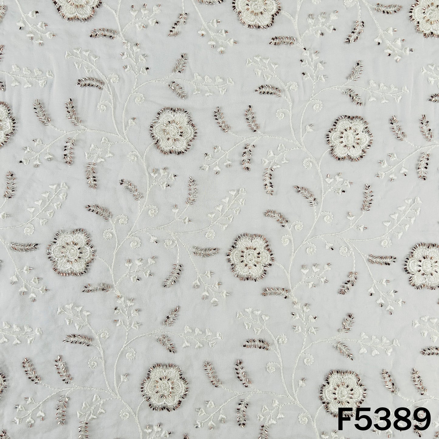 Dyeable Cut Dana Thread Embroidered Georgette Fabric - F5389