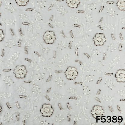 Dyeable Cut Dana Thread Embroidered Georgette Fabric - F5389