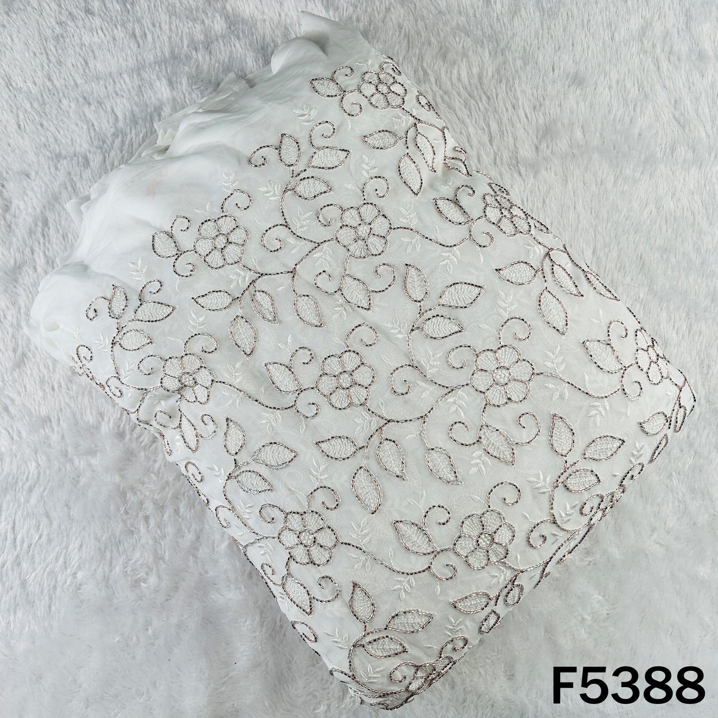 Dyeable Cut Dana Thread Embroidered Georgette Fabric - F5388